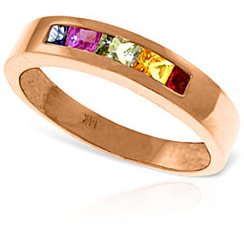 14K Solid Rose Gold Rings with Natural Multicolor Sapphires