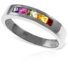 0.6 CTW 14K Solid White Gold Keep You Mine Multicolor Sapphire Ring