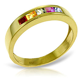 0.6 CTW 14K Solid Gold Earn A Surprise Multicolor Sapphire Ring