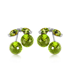 2.9 CTW 14K Solid White Gold Deeply Attached Peridot Earrings