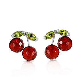 2.9 CTW 14K Solid White Gold Earrings Garnet Peridot