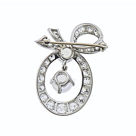 Diamond Moonstone Gold Bow Brooch Pin