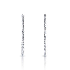 True 6 Carat Round Brilliant Diamond Hoop Earrings in 14k White Gold