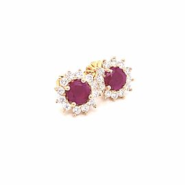 Natural Ruby Diamond Earrings 14k YG 2.45 TCW Certified $3,950 111300