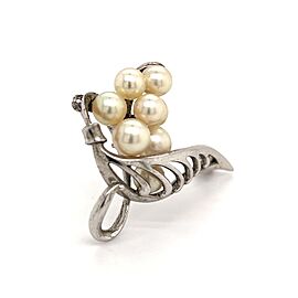 Mikimoto Estate Akoya Pearl Brooch Sterling Silver