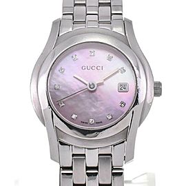 GUCCI 5500L YA055522 11P Diamond Stainless Steel Quartz Watch LXGJHW-540