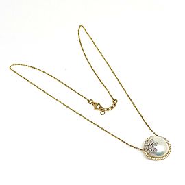 Diamond Freshwater Pearl 18k Yellow Gold Necklace 16.5" Certified $2,950