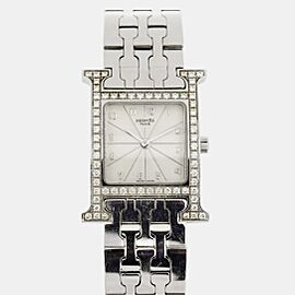 HERMÈS HEURE H 25mm Steel 0.91TCW DIAMOND Watch