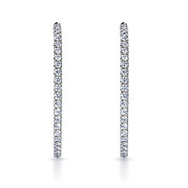 True 2 Carat Round Brilliant Diamond Hoop Earrings in 18k White Gold