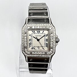 CARTIER SANTOS GALBEE 29mm Quartz Steel ~1.66TCW Diamond Watch NEW Model