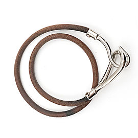 Hermes Hook Palladium Leather Bracelet /Choker