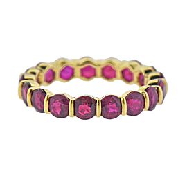 Gemlok Ruby Gold Eternity Wedding Band Ring