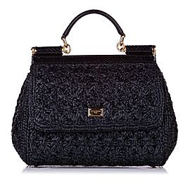 Dolce&Gabbana Medium Miss Sicily Raffia Satchel