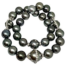 Diamond Tahitian Pearl Necklace 14k Gold 17.5 mm 17.5" Certified $29,750 915540