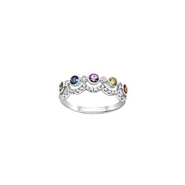 18k White Gold with Diamonds and Multi-colored Sapphire Ring