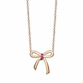 TIFFANY & Co18K Rose Gold Pink Sapphire Pendant Necklace LXGoods-246