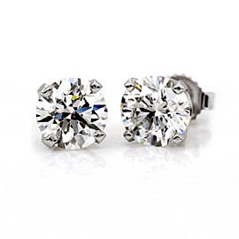 True 1.00 Carat Round Diamond Stud Earrings in 14K White Gold