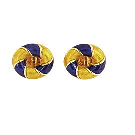 Verdure Exclusive Worldwide Gold & Enamel Oval Cufflinks