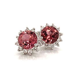 Rubellite Tourmaline Diamond Earrings 14 KT 4.95 TCW Certified $4,975 017965