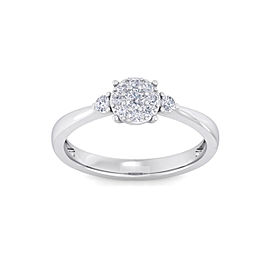 GLAM ® Halo Engagement Ring with Sidestones in 14K Gold and 0.33ct Diamonds