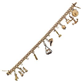 1940s Multi Charm Gold Bracelet