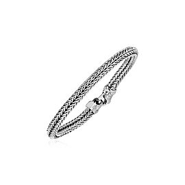 Wide Woven Rope Bracelet in Sterling Silver