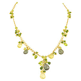 Laura Gibson 22K Yellow Gold Citrine Aventurine Emerald & Peridot Necklace