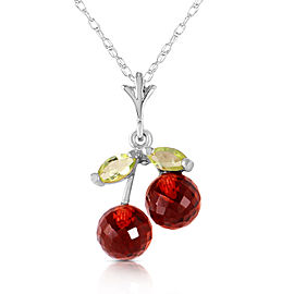 1.45 CTW 14K Solid White Gold Slow But Sure Garnet Peridot Necklace