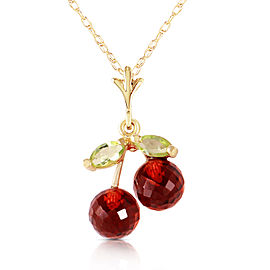 1.45 CTW 14K Solid Gold Cherry Pie Garnet Peridot Necklace