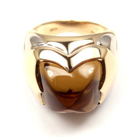 Bulgari Pyramid 18K Yellow & White Gold Citrine Ring