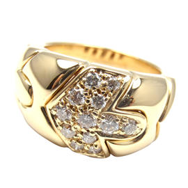 Bulgari 18K Yellow Gold Diamond Arrow Band Ring