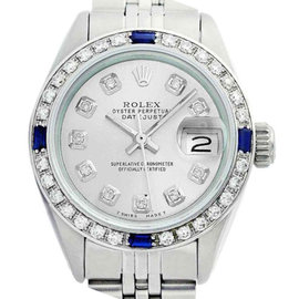 Rolex Datejust Oyster Perpetual Stainless Steel Silver Diamond/Sapphire Watch