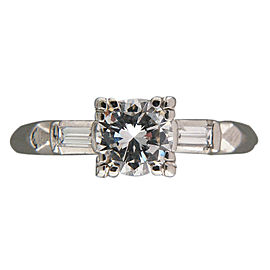 Vintage Transitional .79ct Diamond Art Deco Straight Baguette Platinum Ring