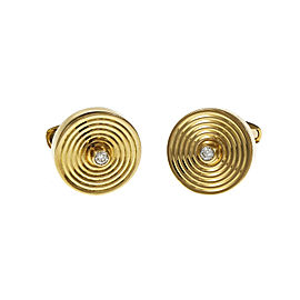 Estate Button Style Diamond Cuff Links Italian 18k Yellow Gold