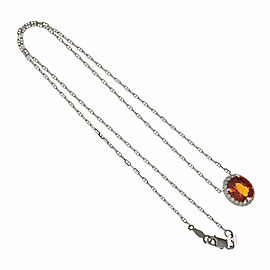 Bright Orange Spessartite Garnet Pendant Diamond Halo