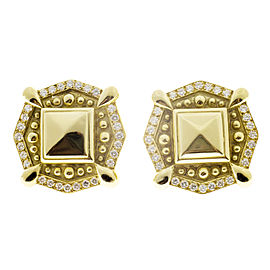 Estate European 18k Textured Eustrician Style Round Diamond Clip Post Earrings