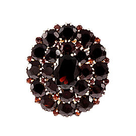 Vintage 1950 Large Garnet Cluster Ring 10k Yellow Gold