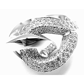 Hermes 18k White Gold Diamond Free Style Twisted Band Ring