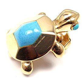 Cartier 18k Yellow Gold Turquoise Turtle Tie Lapel Pin