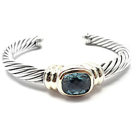 D.Yurman NOBLESSE 14k YG Sterling Silver Blue Topaz Bangle Bracelet