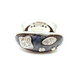 LA NOUVELLE BAGUE 18k WHITE GOLD BLUE ENAMEL DIAMOND CHUNKY RING