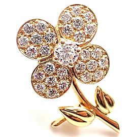 Van Cleef & Arpels Diamond 18k Yellow Gold Flower Pin Brooch