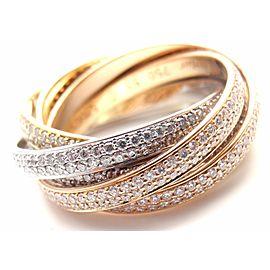 Cartier Diamond Three Color 18k Gold Two For Trinity Six Band Ring