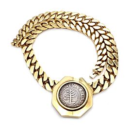 Bvlgari Bulgari 18k Gold 1652 MA Pine Tree Shilling Coin Link Necklace