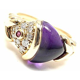 Bulgari Bvlgari 18k Yellow Gold Diamond Amethyst Naturalia Fish Ring