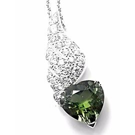 Piaget 18k White Gold Diamond Peridot Heart Pendant Necklace