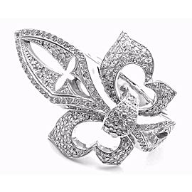 Loree Rodkin 18k White Gold Diamond Fleur De Lis Ring Cert.