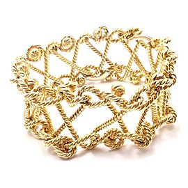 Verdura 18k Yellow Gold Twisted Rope Openwork Wide Link Bracelet