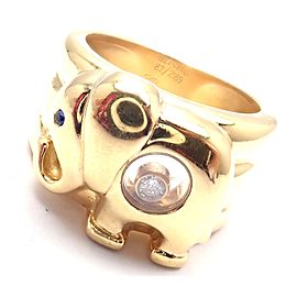 Chopard 18k Yellow Gold Happy Diamond Elephant Wide Band Ring