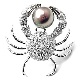 Tiffany & Co Platinum Crab 2.70ct Diamond Pearl Pin Brooch